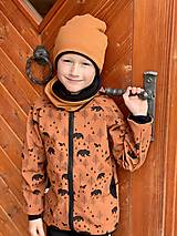 Detské oblečenie - Dětská softshellová bunda MEDVEĎ karamelový (122/128) - 15028822_
