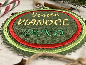 Dekorácie - Veselé VIANOCE " OCKO" (zelený podklad / jutová šnúrka) - 15031593_