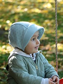 Detské čiapky - Detský úpletový čepček modrá ľadová pointoille - 15035527_