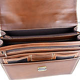 Pánske tašky - Luxusná kožená aktovka, ručne natieraná, Hnedá farba - 15035103_