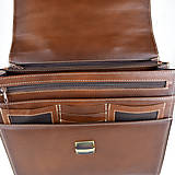 Pánske tašky - Luxusná kožená aktovka, ručne natieraná, Hnedá farba - 15035104_