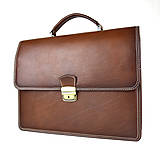 Pánske tašky - Luxusná kožená aktovka, ručne natieraná, Hnedá farba - 15035106_