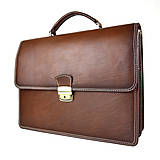 Pánske tašky - Luxusná kožená aktovka, ručne natieraná, Hnedá farba - 15035107_