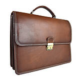 Pánske tašky - Luxusná kožená aktovka, ručne natieraná, Hnedá farba - 15035108_