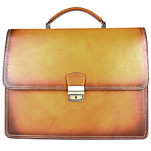 Pánske tašky - Luxusná kožená aktovka, ručne natieraná, Tmavo žltá farba - 15035145_