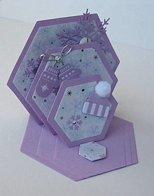 Papiernictvo - Trojitá fialová pohľadnica s vločkou - 15033974_