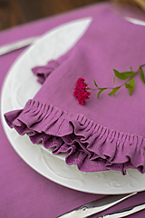 Úžitkový textil - Ľanový obrúsok Raspberry Dream - 15034792_