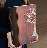 Papiernictvo - Veľký fotoalbum A4 s kresbou stromu v koženej väzbe - 15037348_