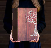 Papiernictvo - Veľký fotoalbum A4 s kresbou stromu v koženej väzbe - 15037349_