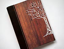 Papiernictvo - Veľký fotoalbum A4 s kresbou stromu v koženej väzbe - 15037354_