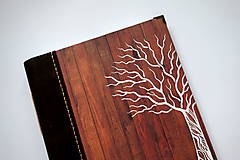 Papiernictvo - Veľký fotoalbum A4 s kresbou stromu v koženej väzbe - 15037355_