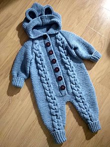 Detské oblečenie - Pletený merino detský overal (0-4 mesiacov) - 15039821_