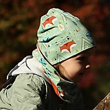 Detské čiapky - Líška mint úpletová čiapka, nákrčník alebo set - 15044521_