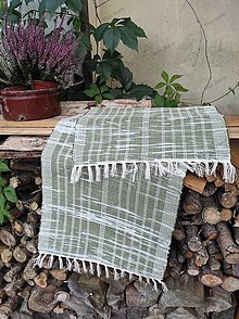 Úžitkový textil - Prestieranie tkané/ Štola na stôl zelená - 15040905_