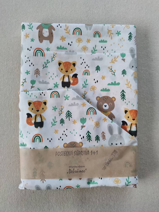 Detský textil - VLNIENKA Detské obliečky do postieľky na mieru  100% bavlna Fr Macko s dúhou - 15042365_