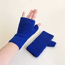 Rukavice - Dámske bezprstové rukavice / viac farieb (Modrá kráľovská) - 15041539_