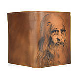 Pánske tašky - Pánska kožená peňaženka s motívom Leonardo da Vinci, ručná maľba - 15042937_