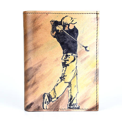 Pánska kožená peňaženka s motívom Golfistu, ručná maľba