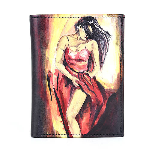 Pánska kožená peňaženka s motívom Tanečnice, ručná maľba