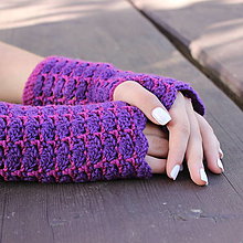 Rukavice - Bezprstové rukavice fialovo-purpurové - 15043613_