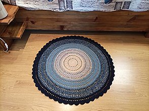 Úžitkový textil - Háčkovaný koberec a vankúš, bavlna (100 cm - Modrá) - 15042364_
