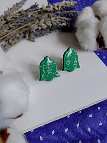 Náušnice - Zelené náušnice s vianočnou potlačou GREEN CHRISTMAS (Zvončeky (2 cm)) - 15047865_