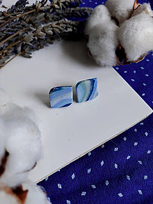 Náušnice - Modrobiele napichovacie náušnice PEARL BLUE GEODE (Oblé (1 cm)) - 15047924_