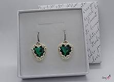 Náušnice - náušnice srdiečka Emerald - 15048192_