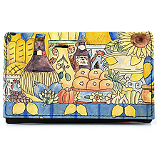 Peňaženky - Dámska kožená peňaženka s motívom Toskánsko, ručná maľba - 15048460_