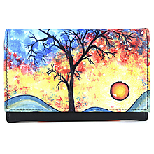 Peňaženky - Dámska kožená peňaženka s motívom Zima, ručná maľba - 15048645_