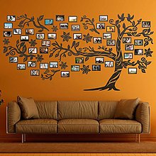 Dekorácie - Drevený strom na stenu s fotorámikmi – Strom – stredný - 15047449_