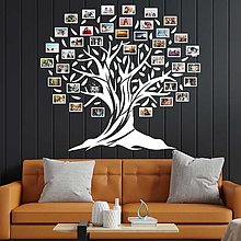 Dekorácie - Drevený strom na stenu s fotorámikmi – Zamilované sovy - 15047471_