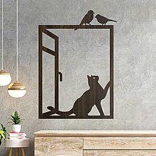 Dekorácie - Drevený obraz na stenu – Mačka na okne - 15047611_