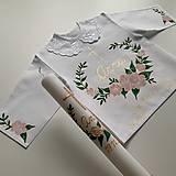 Detské oblečenie - Krstná ručne maľovaná košieľka/svieca s ružičkami - 15046468_