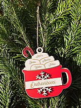 Dekorácie - Vianočná ozdoba - pohár horúcej čokolády s marshmallow - 5 mien - 15045153_