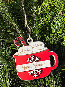 Dekorácie - Vianočná ozdoba - pohár horúcej čokolády s marshmallow - 2mená - 15045144_