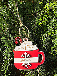 Dekorácie - Vianočná ozdoba - pohár horúcej čokolády s marshmallow - 3 mená - 15045147_
