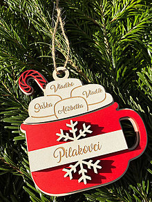 Dekorácie - Vianočná ozdoba - pohár horúcej čokolády s marshmallow - 4 mená - 15045150_
