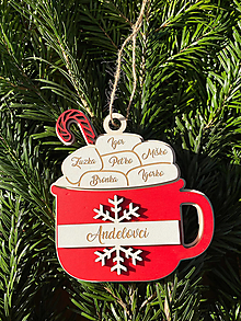 Dekorácie - Vianočná ozdoba - pohár horúcej čokolády s marshmallow - 6 mien - 15045157_