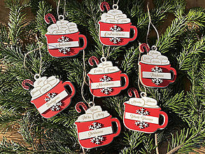 Dekorácie - Set 6ks vianočných ozdôb - pohár horúcej čokolády s marshmallow - 15045164_