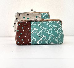Peňaženky - Peňaženka XL s vreckom na zips Okuliare (Okuliare s hnedou) - 15045202_