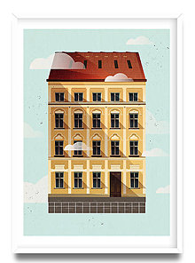 Grafika - Mestský print folkjord bratislavská budova - 15046484_
