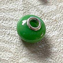 Náhrdelníky - Gemstone European Style Pendant / Prívesok, korálka AG925 s minerálom (Jadeit zelený farbený) - 15052197_