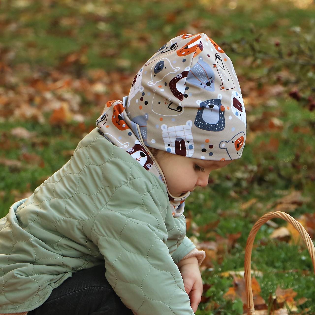 Mackovia hlavy úpletová čiapka, nákrčník alebo set