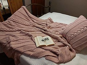 Úžitkový textil - Staroružová deka s osmičkami + 2 vankúše - 15051978_