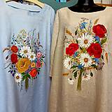 Šaty - Ľanové, ručne maľované šaty " Lúčna kytica s makmi a margarétkami" (Lúčna kytica s makmi, nevädzou, obilím a margarétkami) - 15050135_