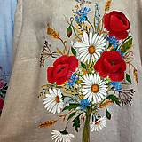 Šaty - Ľanové, ručne maľované šaty " Lúčna kytica s makmi a margarétkami" (Lúčna kytica s makmi, nevädzou, obilím a margarétkami) - 15050141_