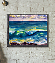 Obrazy - Akvarelový obraz Morská vlna - 15053849_