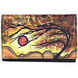Peňaženky - Dámska kožená peňaženka s motívom Vietor nr.2, ručná maľba - 15050518_