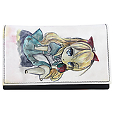 Peňaženky - Dámska kožená peňaženka s motívom Dievčatko s jablkom, ručná maľba - 15050679_